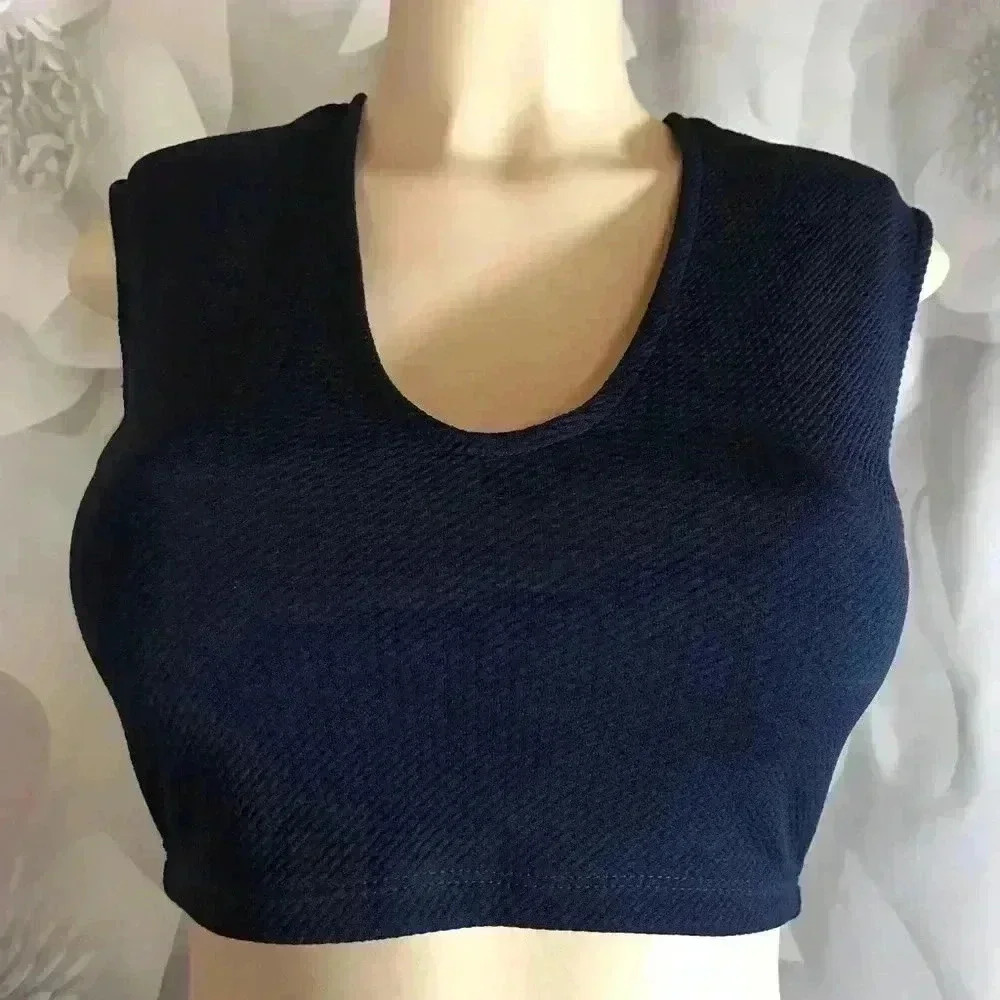 UK2LA Women's Size Small Petite Sleeveless Navy Blue Crop Top NEW